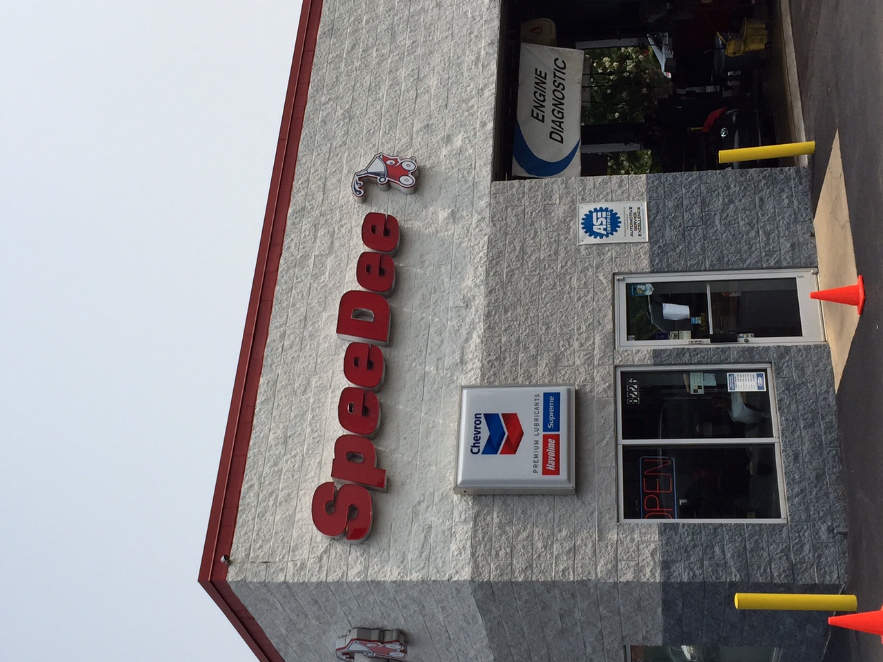 Repairing an old sign in Pineville, NC for a Speedee Oil on South Blvd