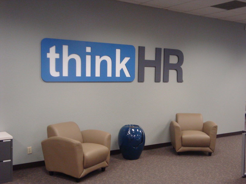 Lobby Sign, Wall Decals in Pleasanton, CA Rebrand thinkHR Office Space