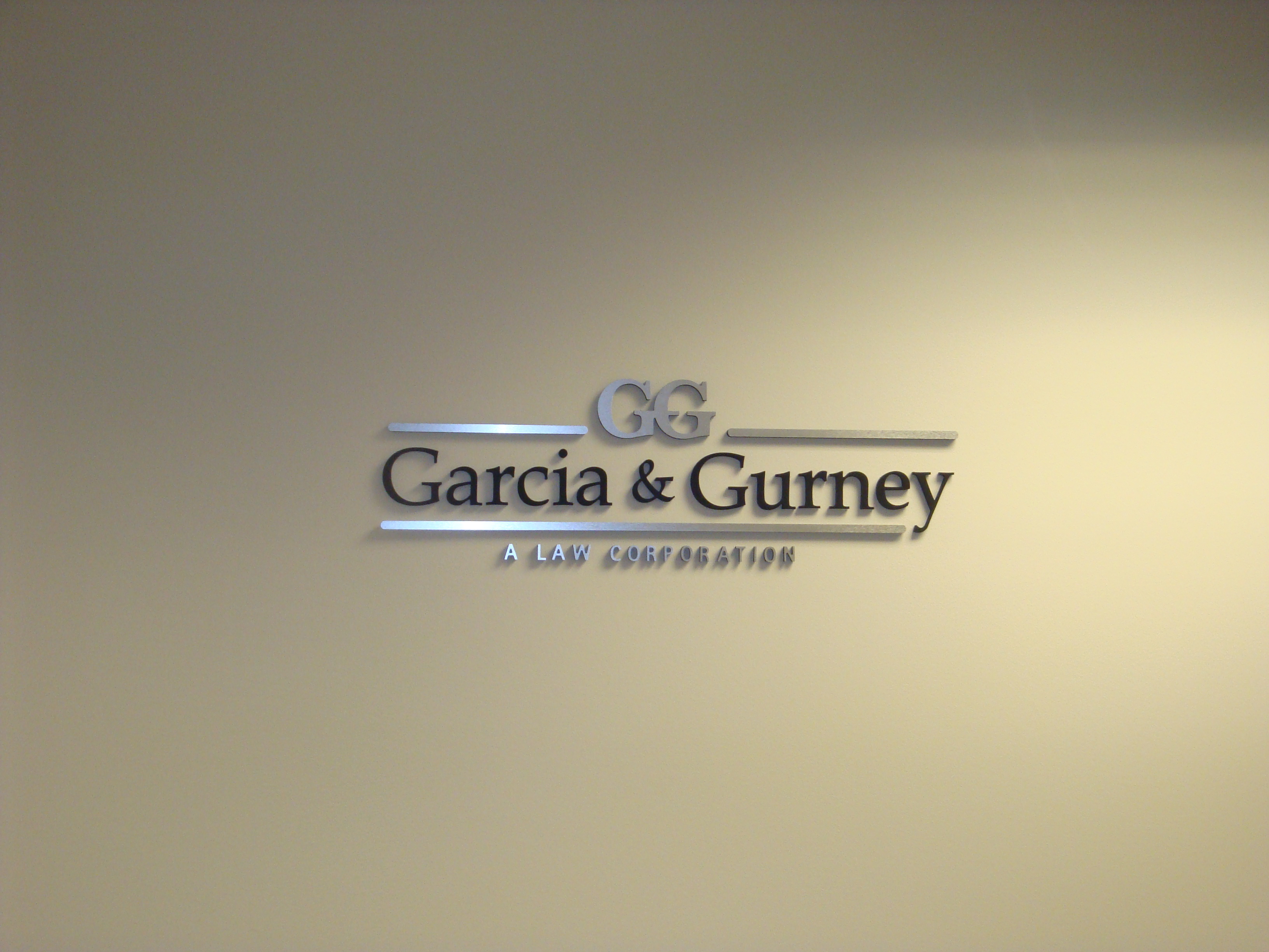 Lobby Sign in Pleasanton, CA for Garcia & Gurney Law Firm Elegant, Simple, Effective