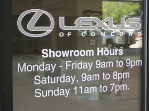 Custom window graphics for Lexus of Concord