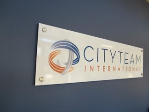 Lobby sign for City Team International
