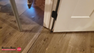 water damaged this door and flooring