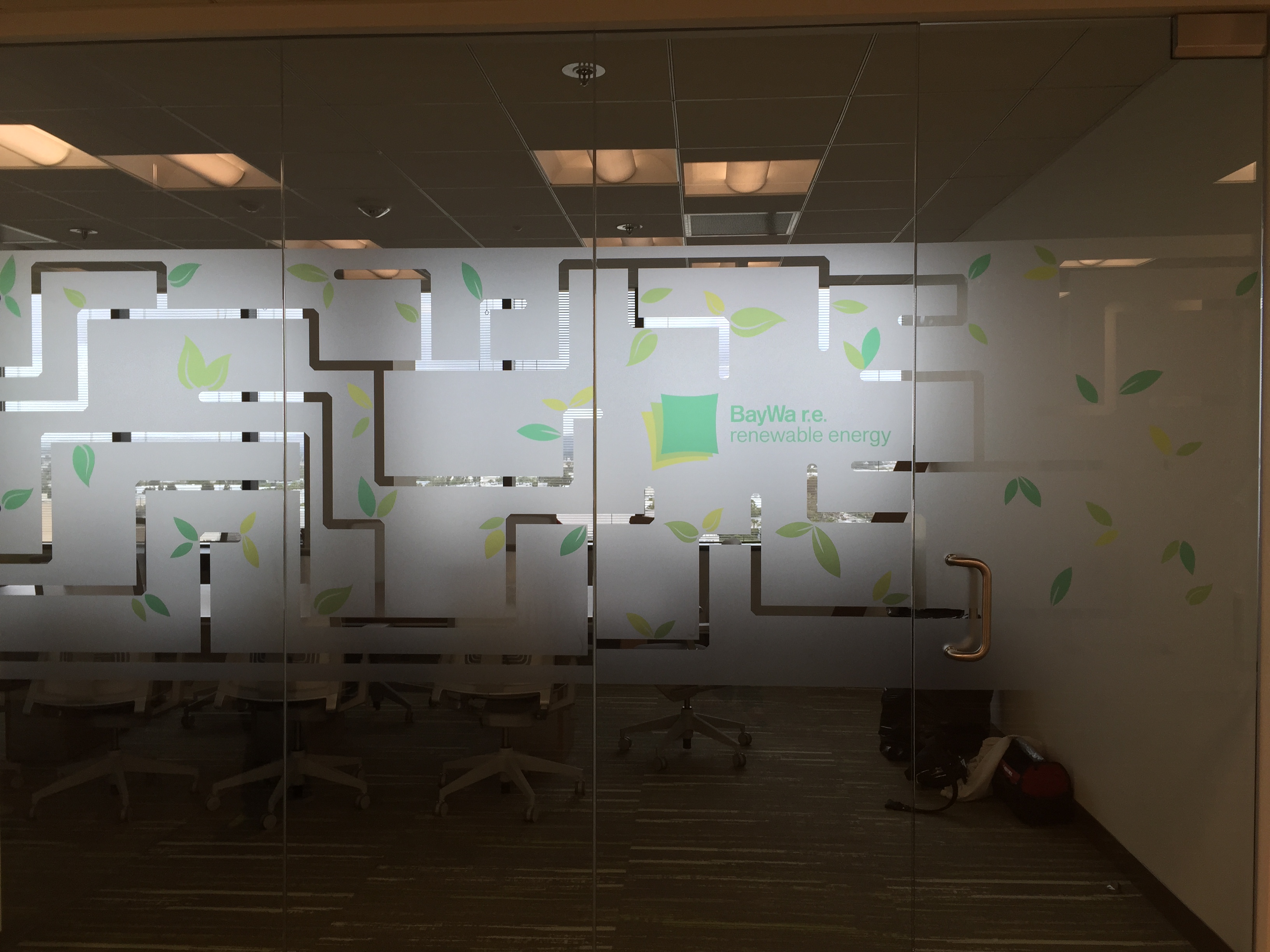 Los Angeles, CA – Custom Cut Branding Design at BayWa.r.e Offices