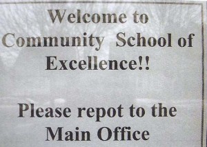 Sign with typo