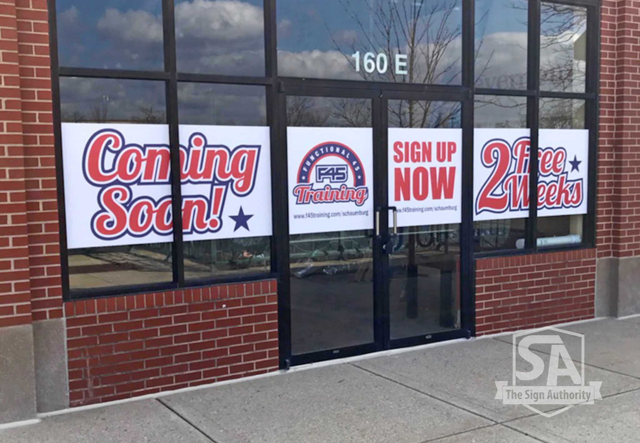 Temporary "Coming Soon" Window Graphics for F45 Training, Naperville, IL